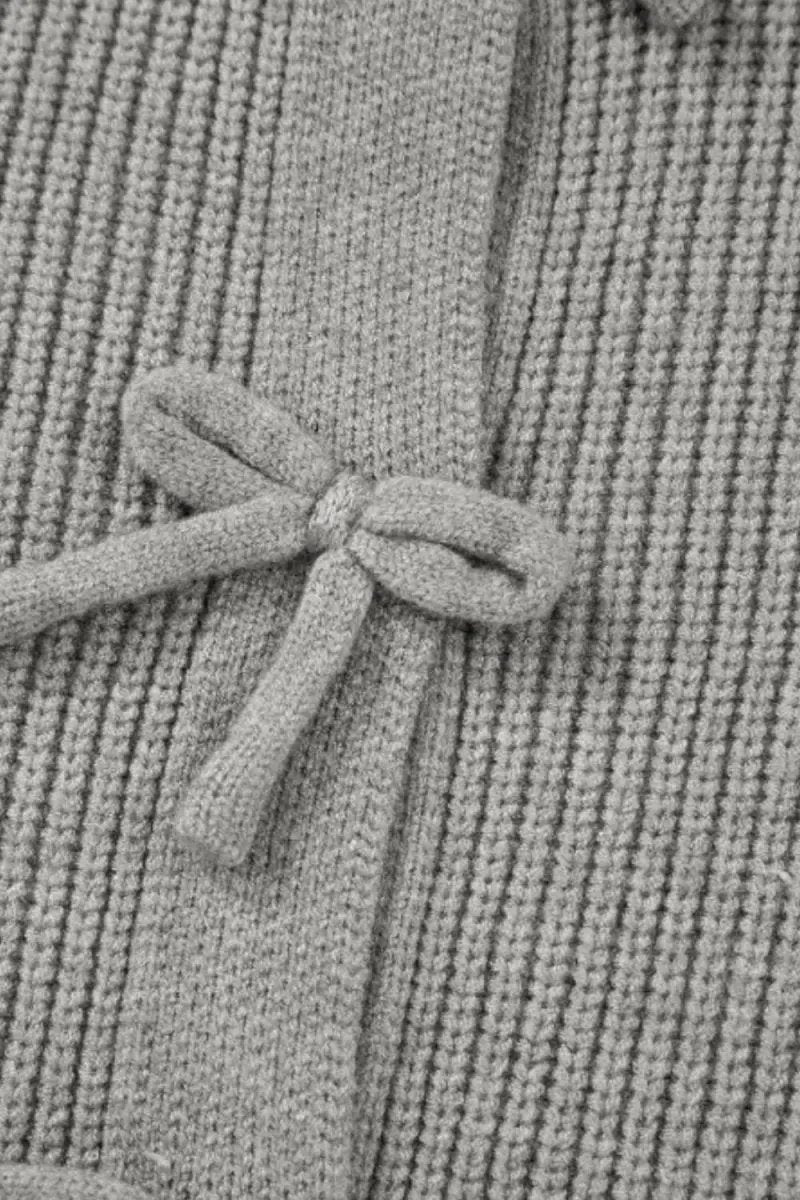 Bow Round Neck Long Sleeve Cardigan - Love Salve